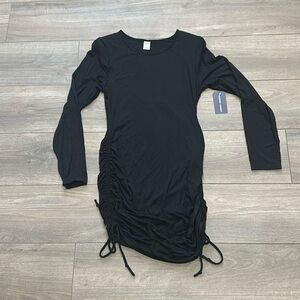 MELROSE AND MARKET Nordstrom Black Ruched Dress Sz L NWT